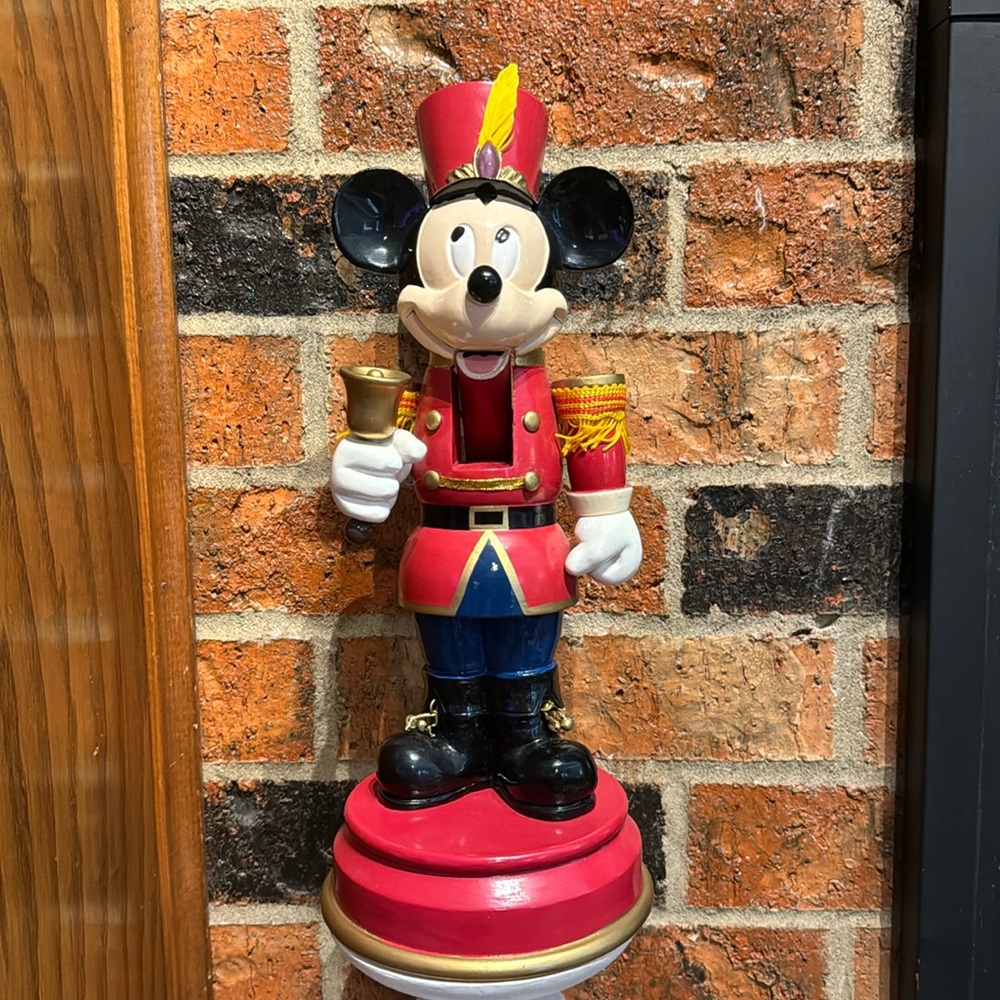 VTG Mickey Mouse Nutcracker Soldier W/bells  14” Tall Christmas Parade 1990 Wood